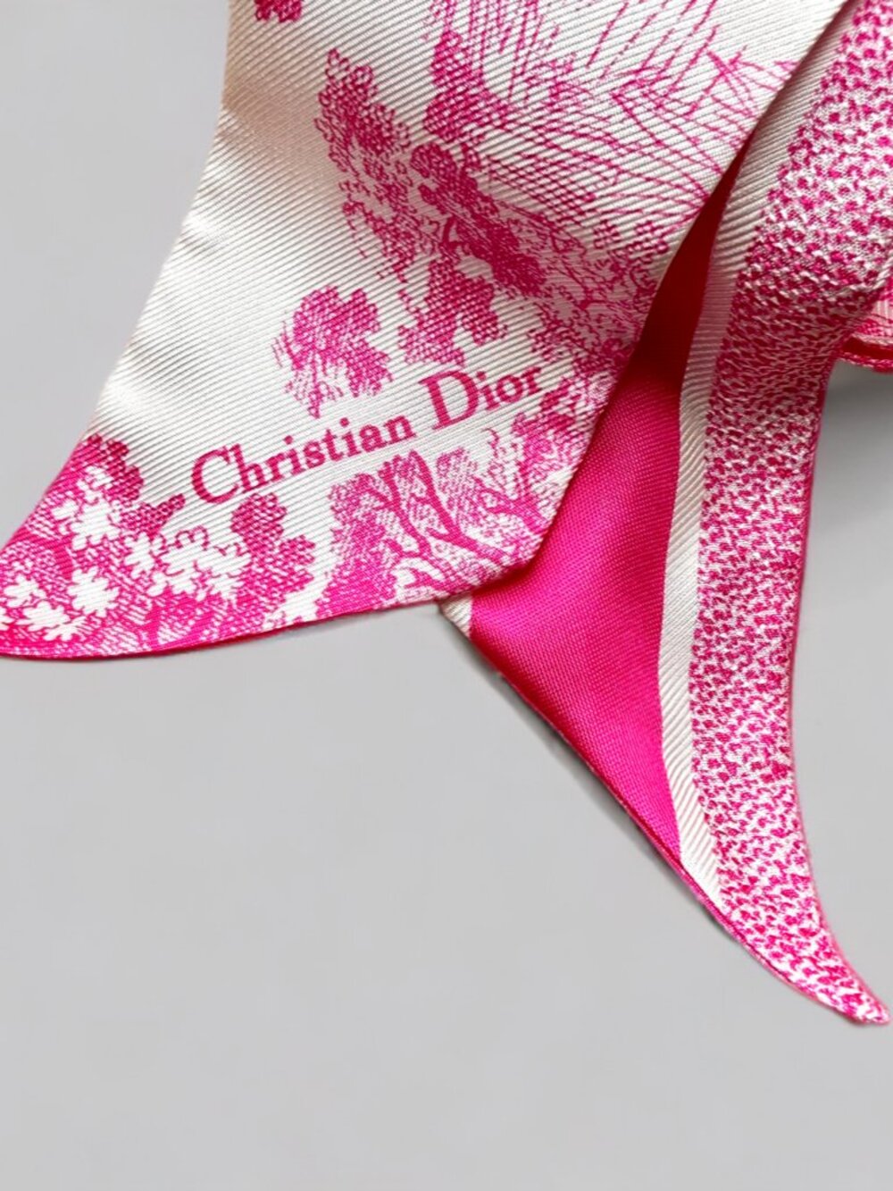 Christian Dior Pink Toile de Jouy Sauvage Mitzah Silk Long Scarf - Picture 5 of 6